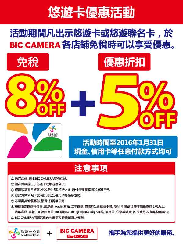 日本 BIC CAMERA 8%+5% 悠遊卡退稅詳細說明！